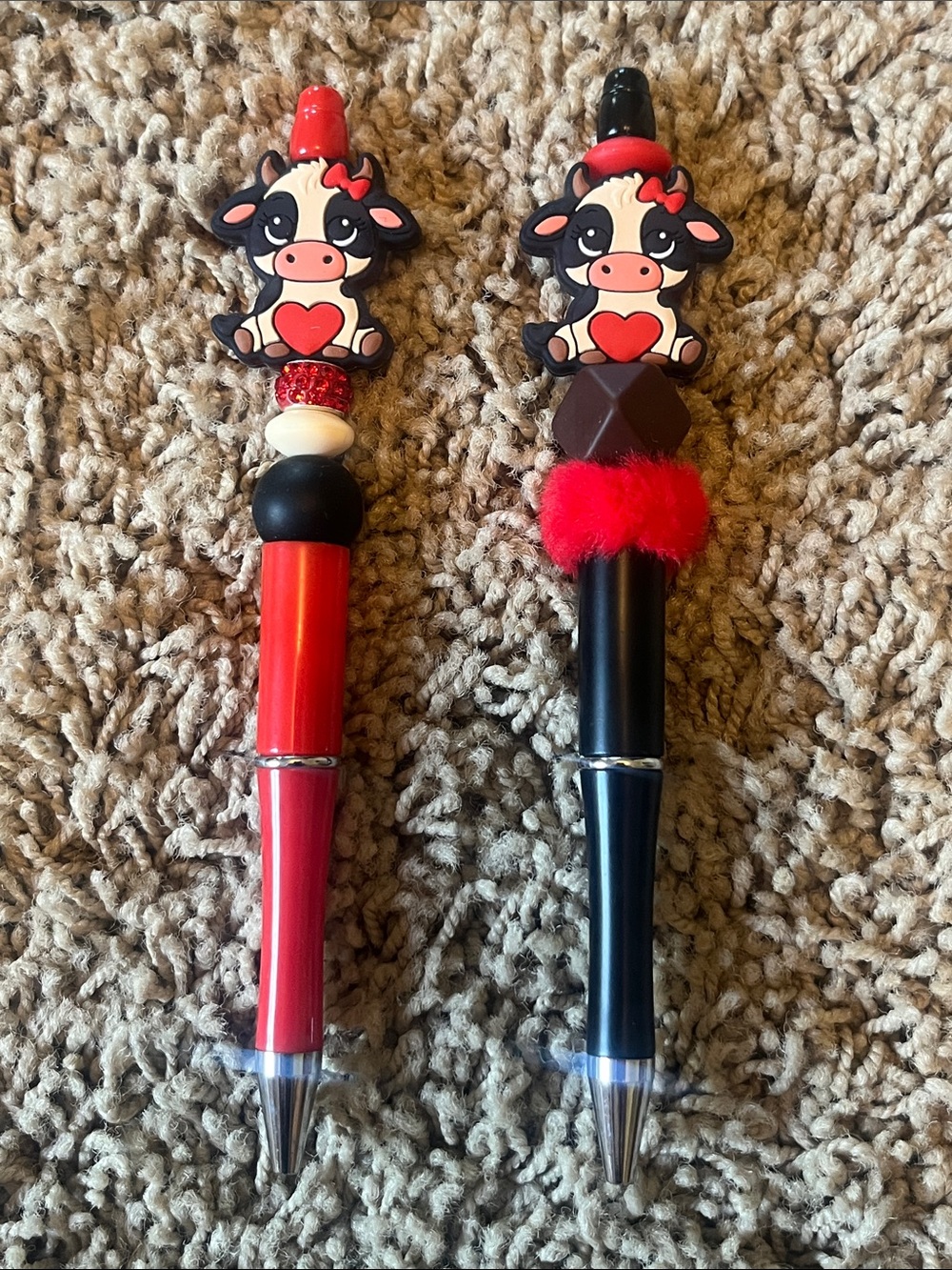 Cute Cow Decorative Bead Pen
